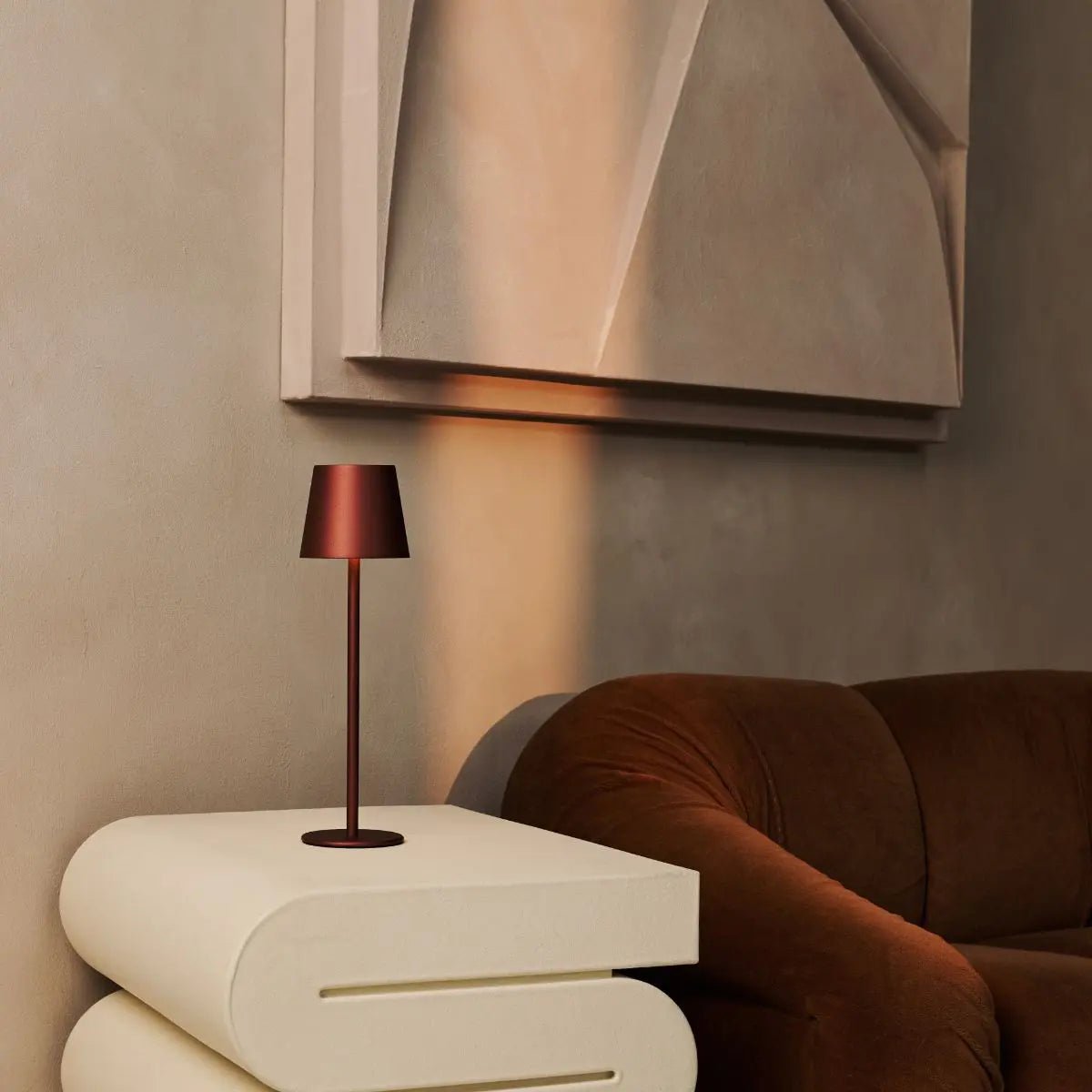 Lampe sans fil Jaspe bronze avec batterie | 3 niveaux d'éclairage et graduable