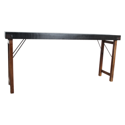 Reclaimed Wood Console Table - Black Foldable Design