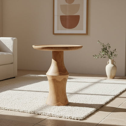 Teak Side Table - Nero Dawn Finish - Modern Bedside Accent Table