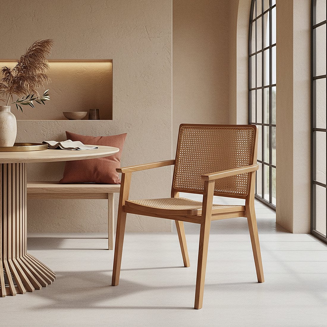 Nova teak dining room chair with armrest