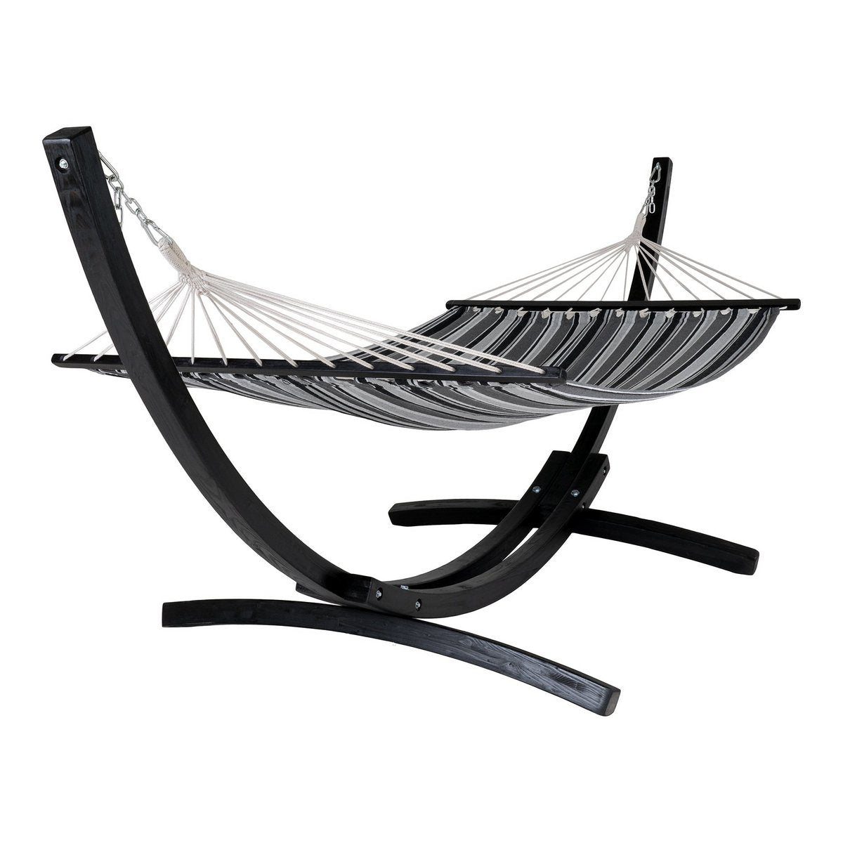 Larch Wood Hammock - Outdoor Polyester Cotton Blend, 320 cm - Gray & Black