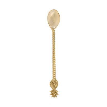 Brass Coffee Spoon - Gold Pineapple Long Spoon for Coffee & Cocktails