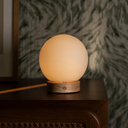 Flore Light Brown Wooden Lamp | Rechargeable, Dimmable & Cordless Lighting