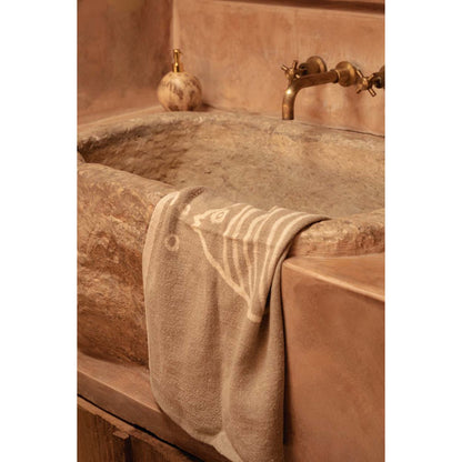Linen Kitchen Towel - Natural White Fish Design - 50x70