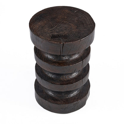 Walnut Wood Side Table - Modern Accent Table with Tiered Rings