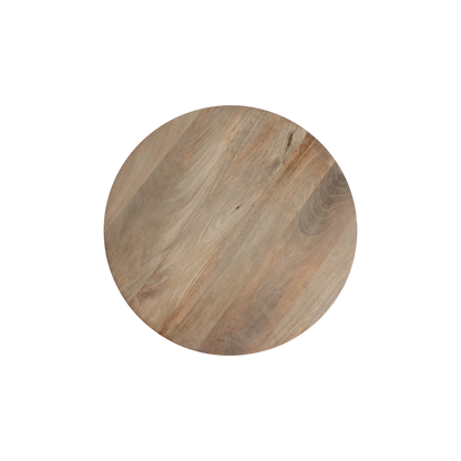 Mango Wood Side Table - Natural Bullnose Design, 55 cm