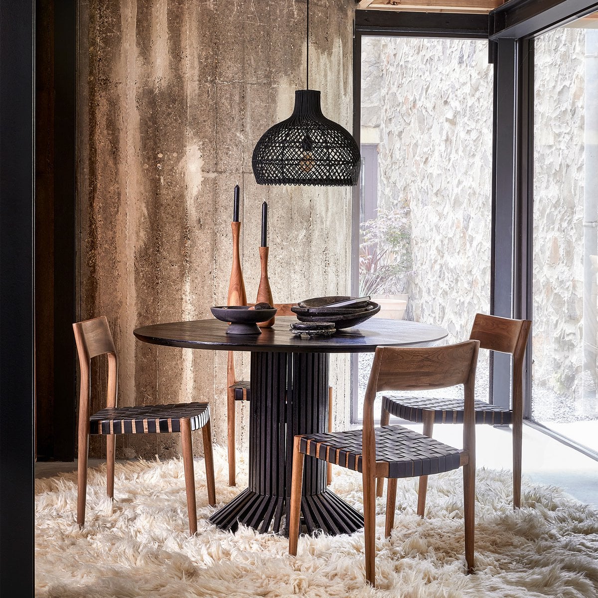 Freya dining room chair black leather