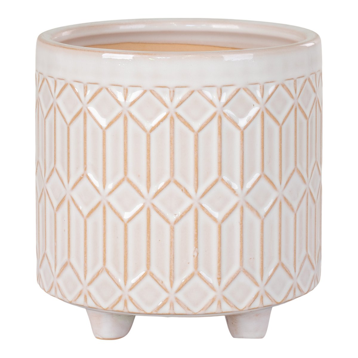 White Stoneware Flower Pot - Modern Plant Container, 20x19.5 cm