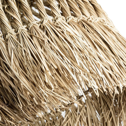 Natural Fiber Pendant Light - Handwoven Mendong Grass Shade - Medium