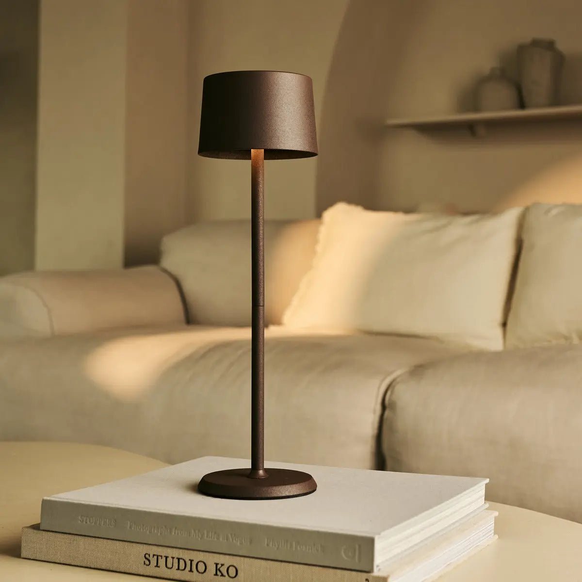 David Mocha Brown Rechargeable Table Lamp 2 in 1 with Adjustable Height | Dimmable & Cordless