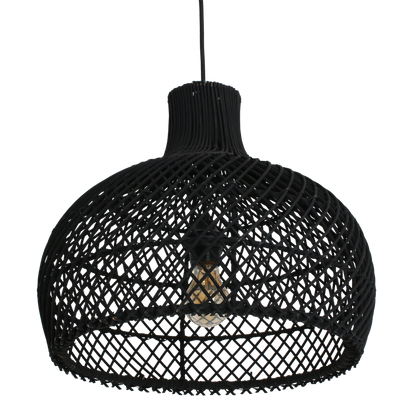 Rattan Pendant Light - Black Maze Hanging Lamp, Small