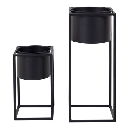 Marla Flowerpots - Black, Steel - Set of 2
