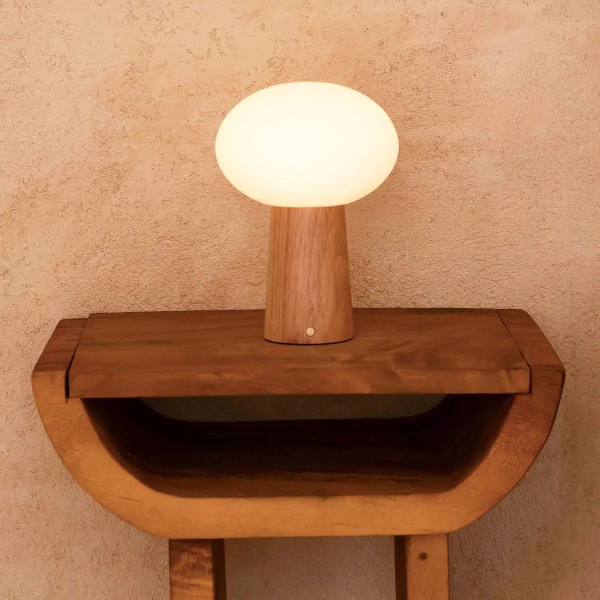 Max Light Brown Wooden Cordless Table Lamp | Rechargeable, Glass & Sustainable Design