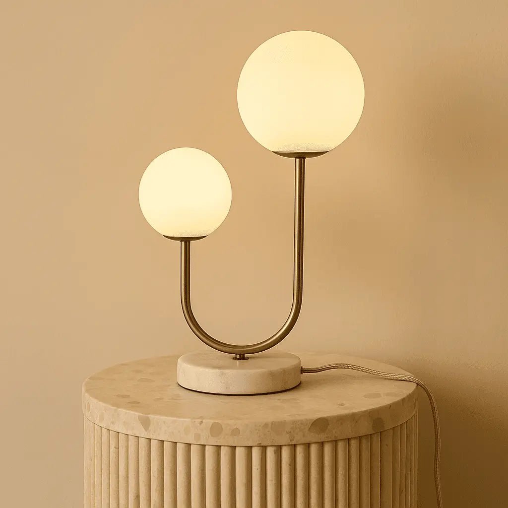 Giorgia Elegant Marble Lamp | Frosted Glass Bulbs & Corded Lamp