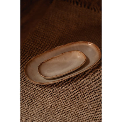 White Ceramic Oval Plate - Handmade Portuguese Dinnerware, Medium