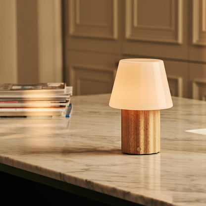 Javi Light Brown Rechargeable Table Lamp | Versatile, Wood & Up to 100 Hours of Light