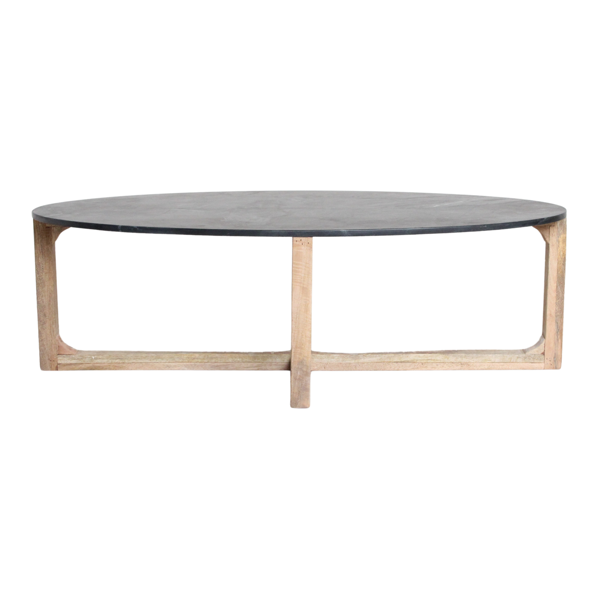 Oval marble coffee table - black - 120x60x38 cm