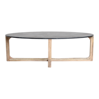 Oval marble coffee table - black - 120x60x38 cm