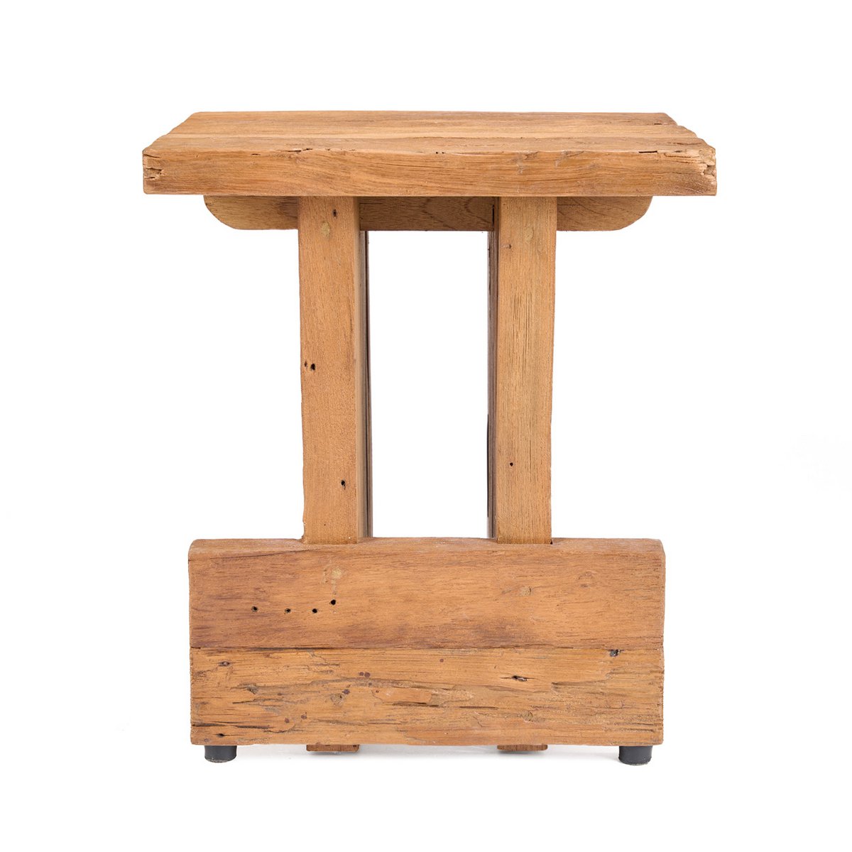 Teak Block Stool - Natural Wood Accent – JUGLANA