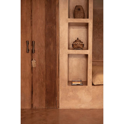 Terracotta Candle Holder - Modern Totem Style - Brown