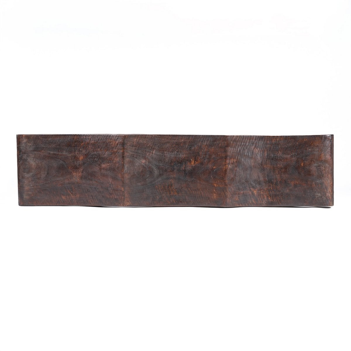 Mango Wood Wave Bench - Dark Walnut Finish - Medium