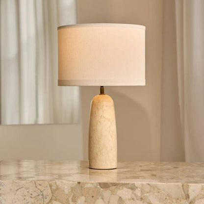 Marble Table Lamp with Cotton Shade – Elegant Design