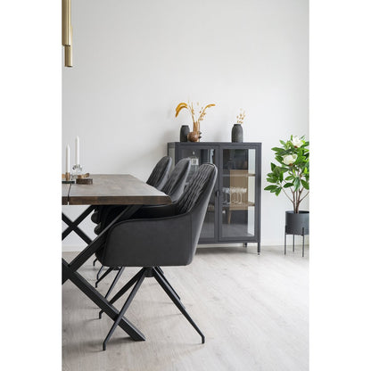 Harbo Dining Chair with Swivel - Steel, PU, Plywood, Dark Grey