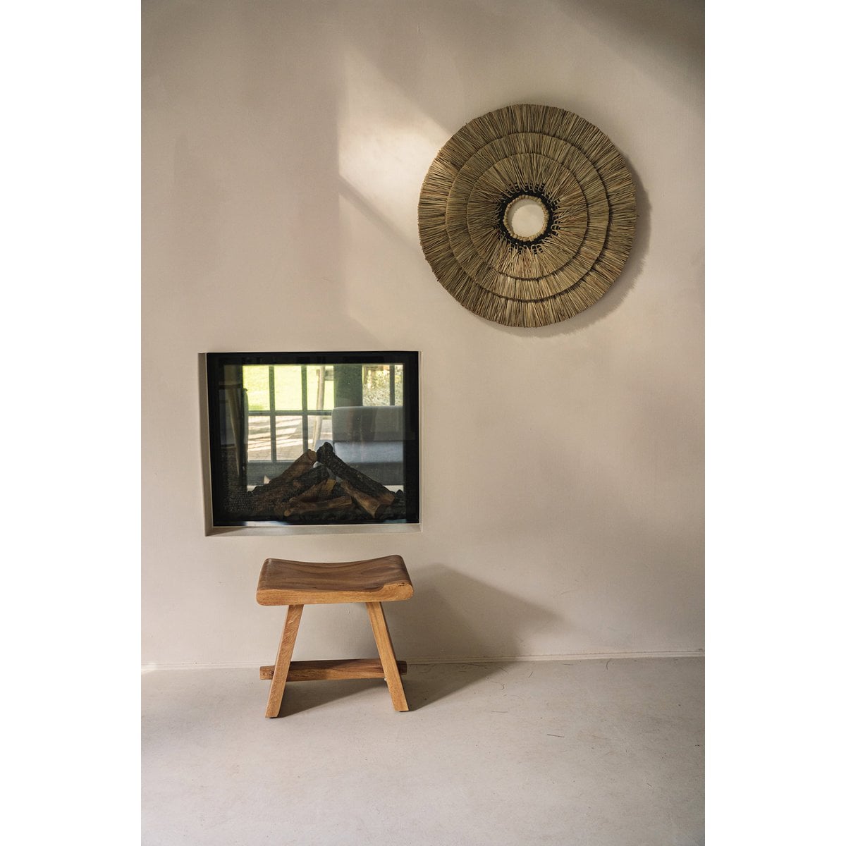 Solid Suar Wood Stool – Natural Finish, 50cm