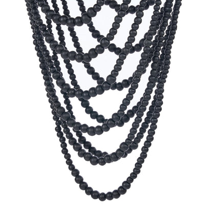 Wooden Bead Chandelier - Black - Large