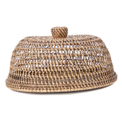 Rattan Food Cover – Large Handwoven Dome, Natural Brown