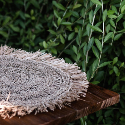 Assiette à salade (2, 4 ou 6 pièces) 45 cm ronde style Boho WAISAI en raphia
