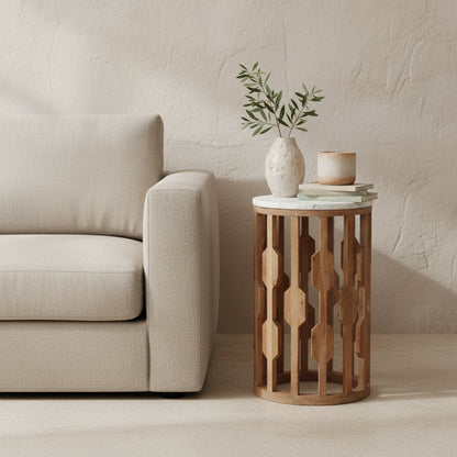 Aceh side table marble white - 40x40x50 cm
