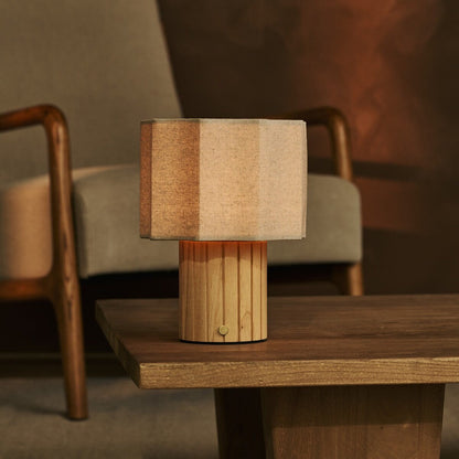Channa Light Brown Rechargeable Table Lamp | Linen Blend, Stylish & Functional