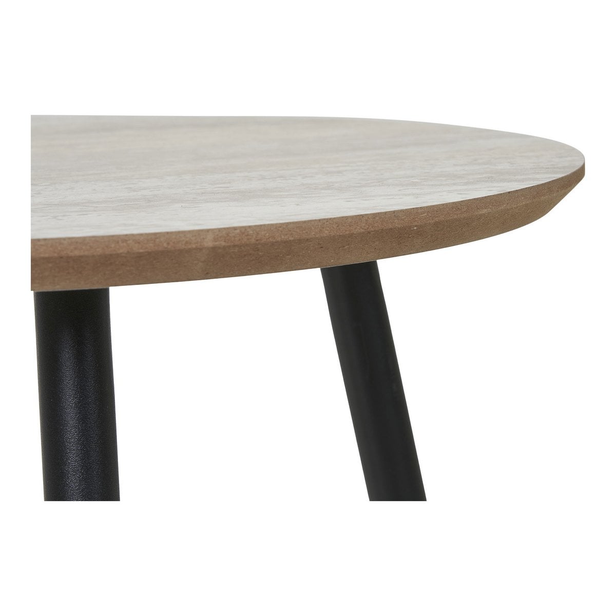 Aalst Side Table - Steel, MDF, Black, Beige - Ø40x40 cm