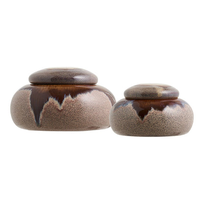 Ceramic Storage Jars - Brown Decorative Jars, Set of 2