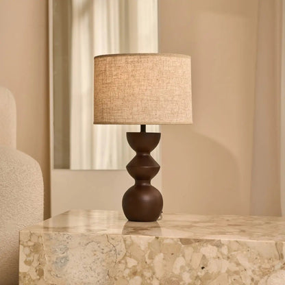 Kai Dark Brown Table Lamp with Sand Lampshade – Stylish, Handmade Lighting