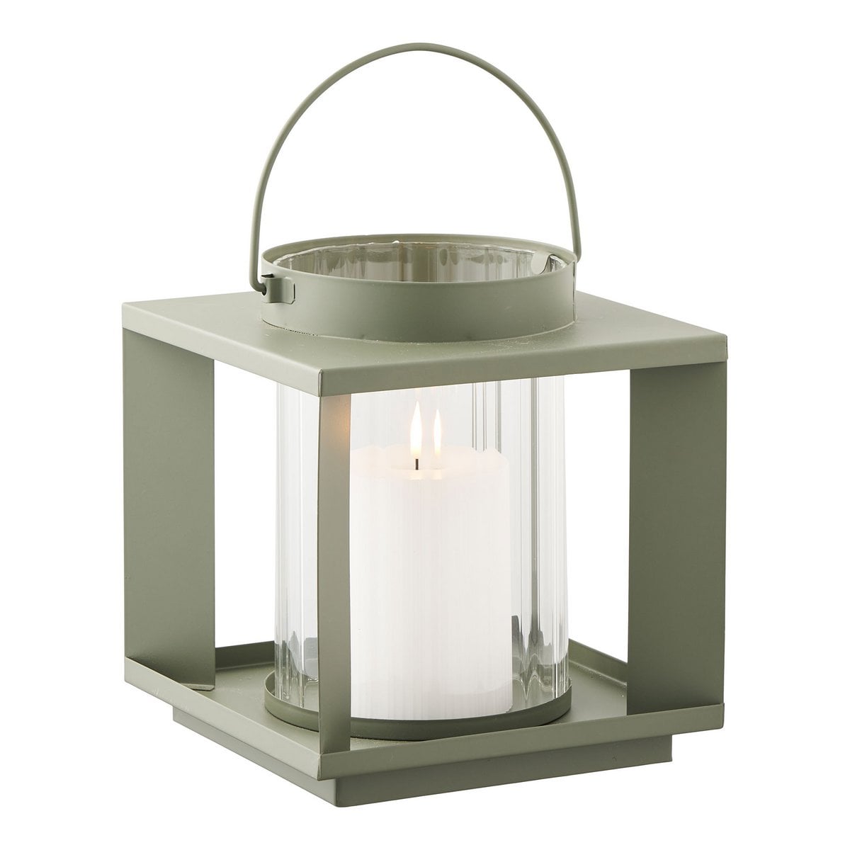 Metal and Glass Lantern - Green Lohals Lantern 18x18x20.5 cm
