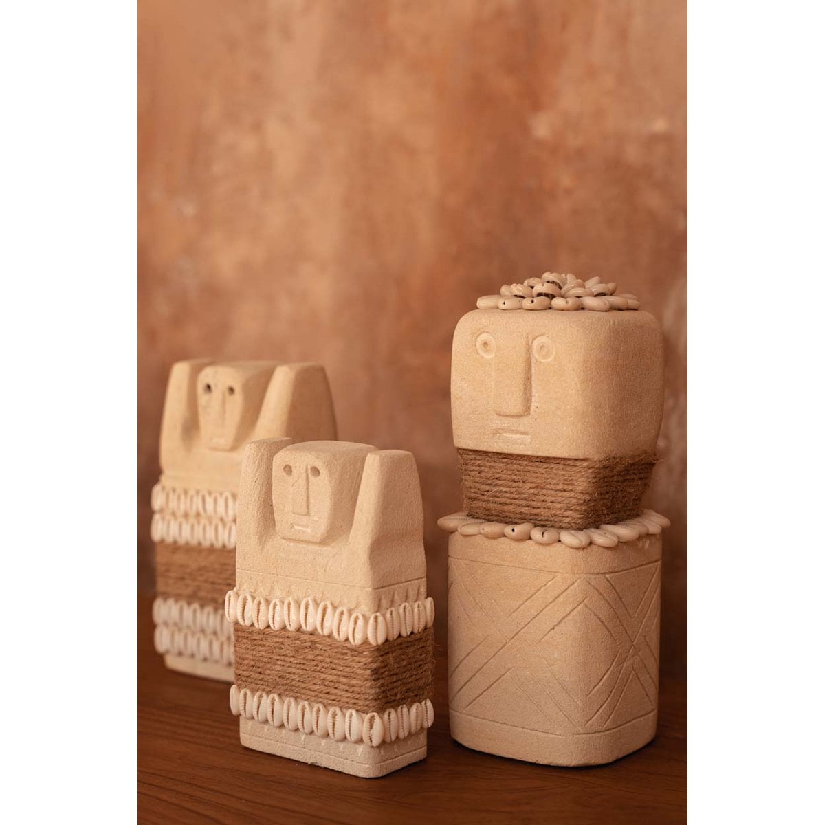 Sandstone Sumba Stone Statue - Hand-Carved Indonesian Decor, Medium