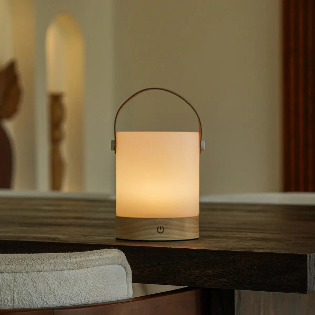 Cordless Wooden Table Lamp – Light Brown Dimmable Rechargeable Lamp