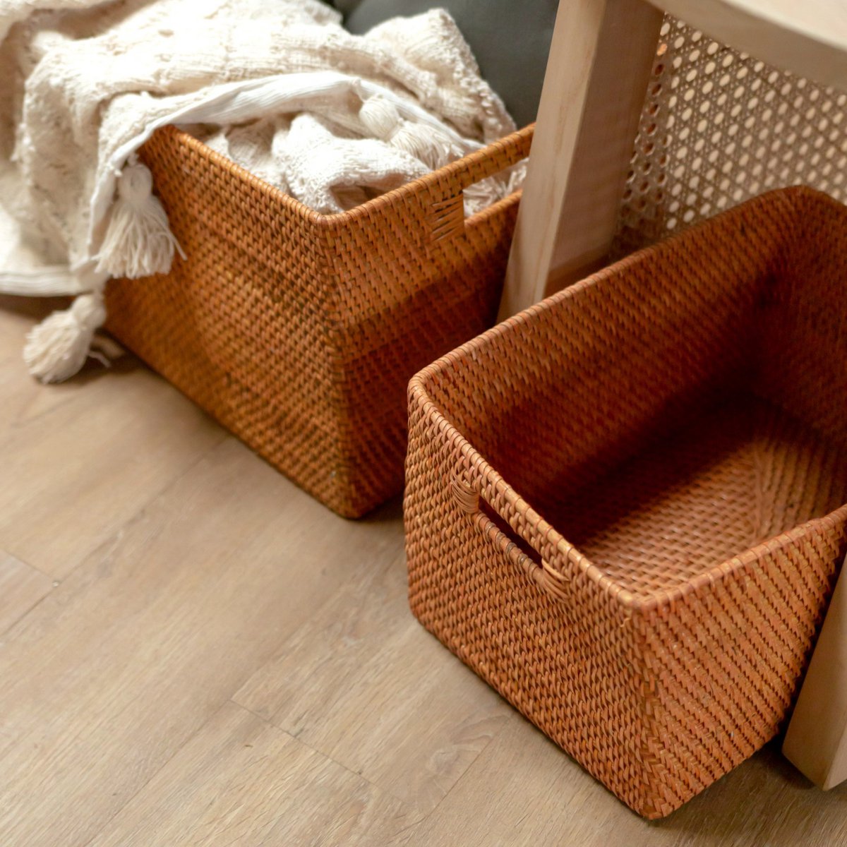 Rattan Shelf Basket - Handwoven Storage | Soeji