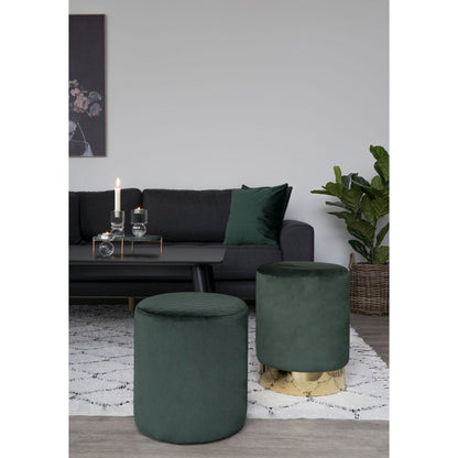 Ejby Pouf - Dark Green, Velvet, Ø34x36cm