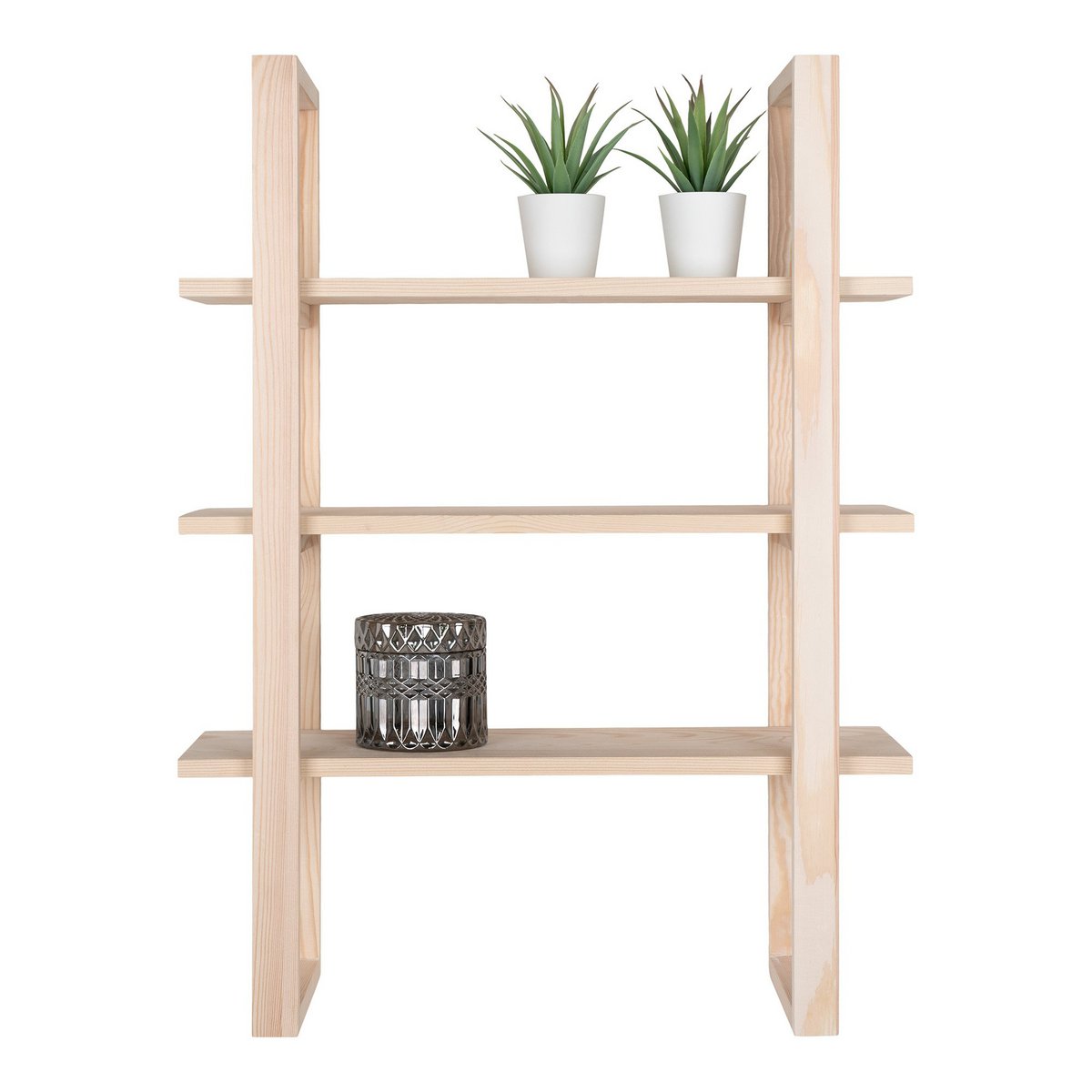Paulownia Wood Wall Shelf - Natural Nordic Style, 48x63cm