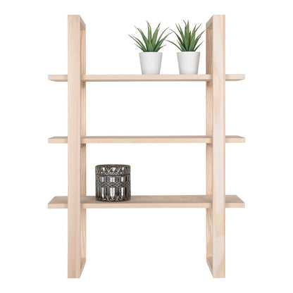 Paulownia Wood Wall Shelf - Natural Nordic Style, 48x63cm