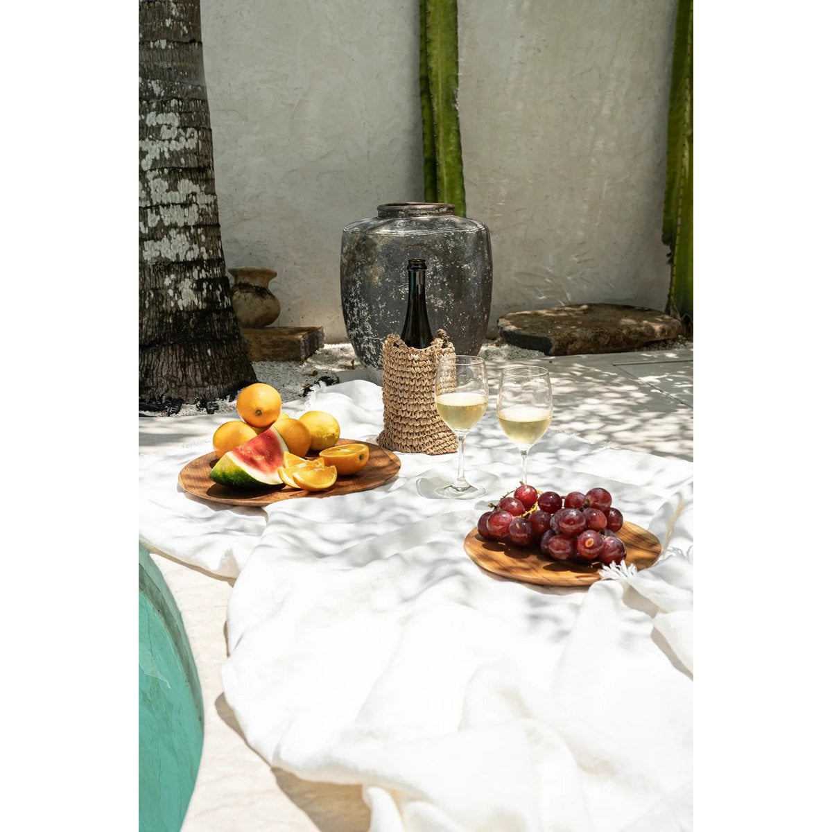 Teak Root Plate - Round Natural Wood Serving Plate, Medium