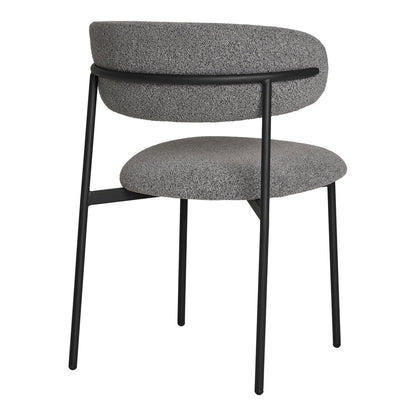 Bouclé Dining Chairs – Light Grey Modern Set of 2, 59cm Wide