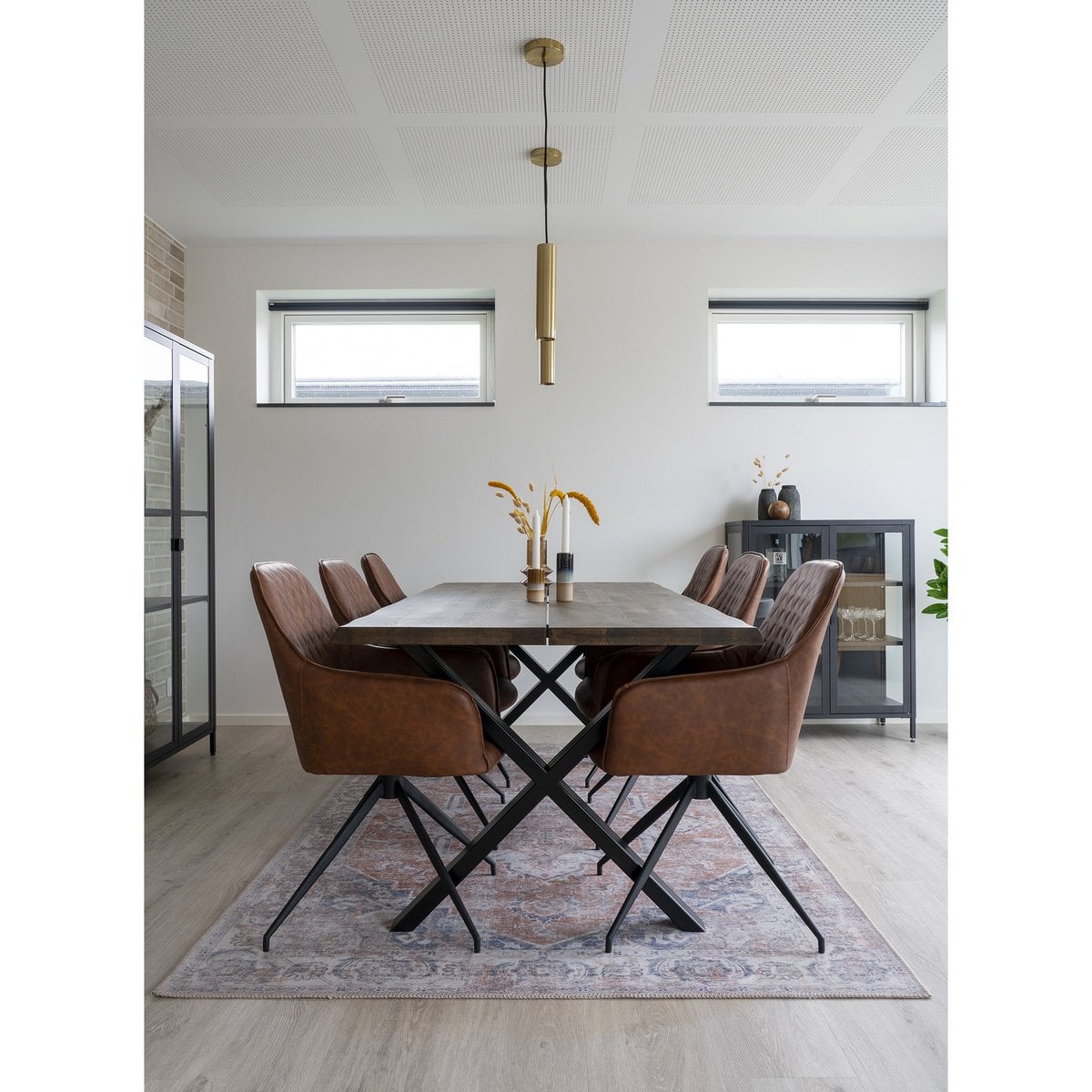 Harbo Dining Chair with Swivel - Steel, PU, Plywood, Brown