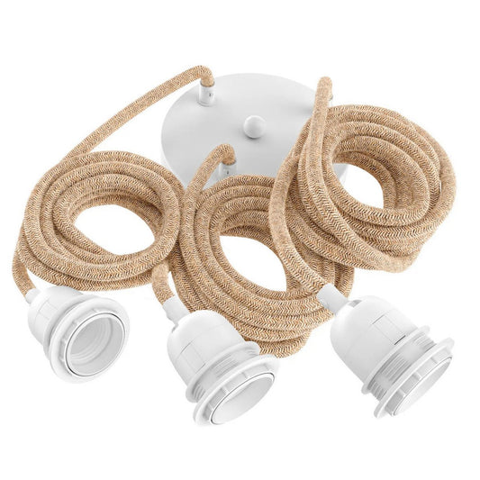 Natural White Ceiling Light Fitting – Adjustable 3-Light Design