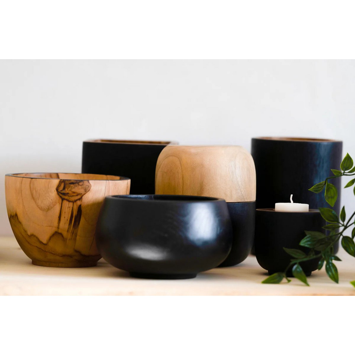 Teak Vase Holder Square - The Bondi Holder #2 - Black
