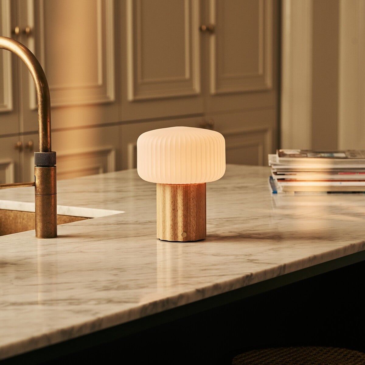 Rechargeable Table Lamp - Light Brown Cordless Lamp with 3 Modes