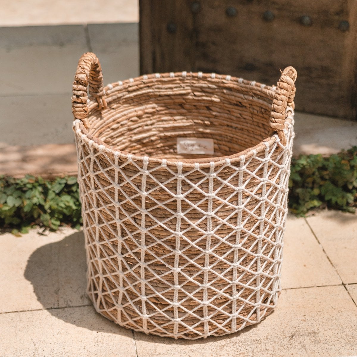 Banana Fibre Boho Storage Basket – Handwoven Laundry & Plant Basket